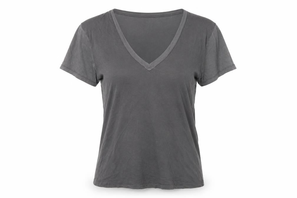 Zara Womens Grey Polyester Basic T-Shirt Size S V-Neck
