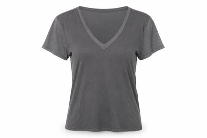 Zara Womens Grey Polyester Basic T-Shirt Size S V-Neck
