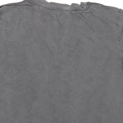 Zara Womens Grey Polyester Basic T-Shirt Size S V-Neck