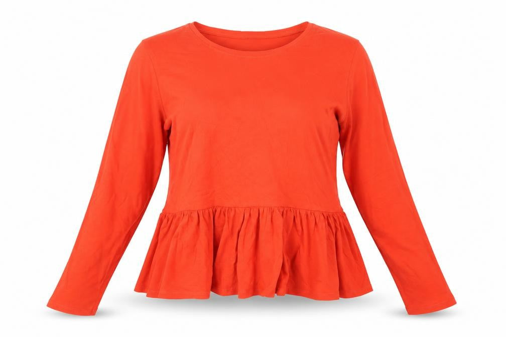 New Look Womens Orange Cotton Basic T-Shirt Size 14 Round Neck