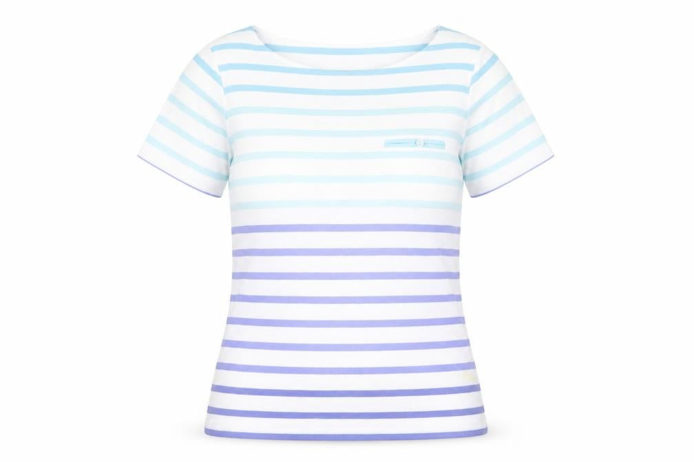 Country Casuals Womens Multicoloured Striped Cotton Basic T-Shirt Size M Round Neck
