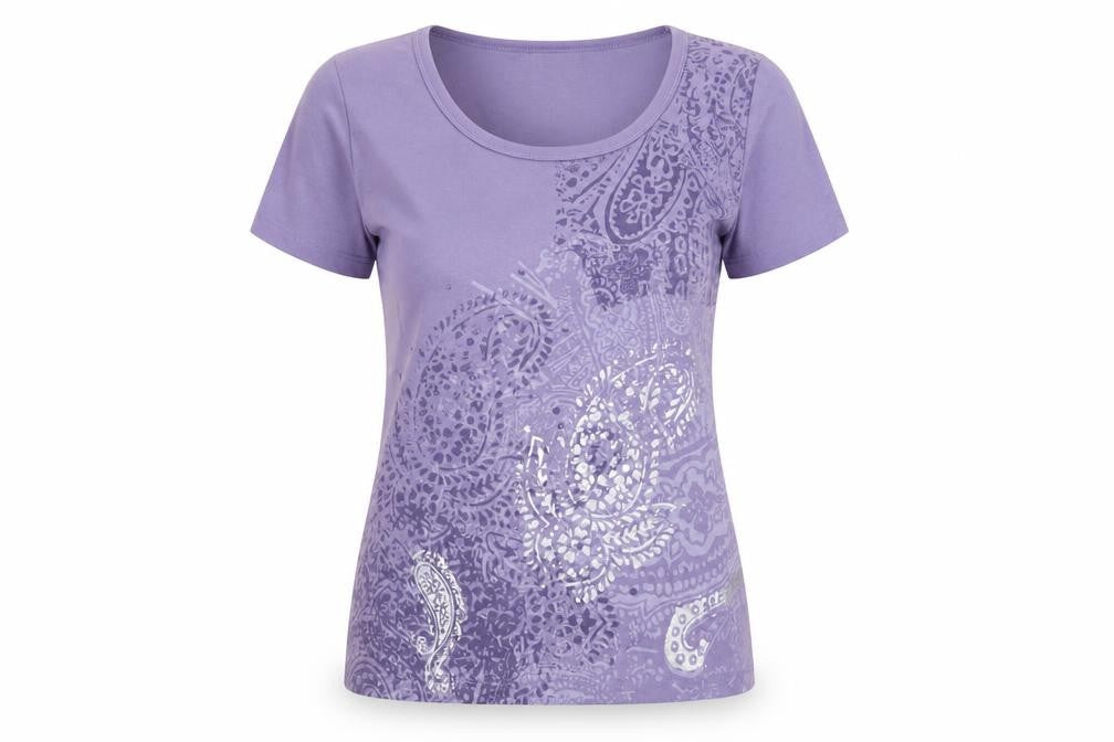Ella J Womens Purple Polyester Basic T-Shirt Size M Roll Neck