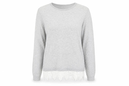 Dorothy Perkins Womens Grey Round Neck Cotton Pullover Jumper Size 12