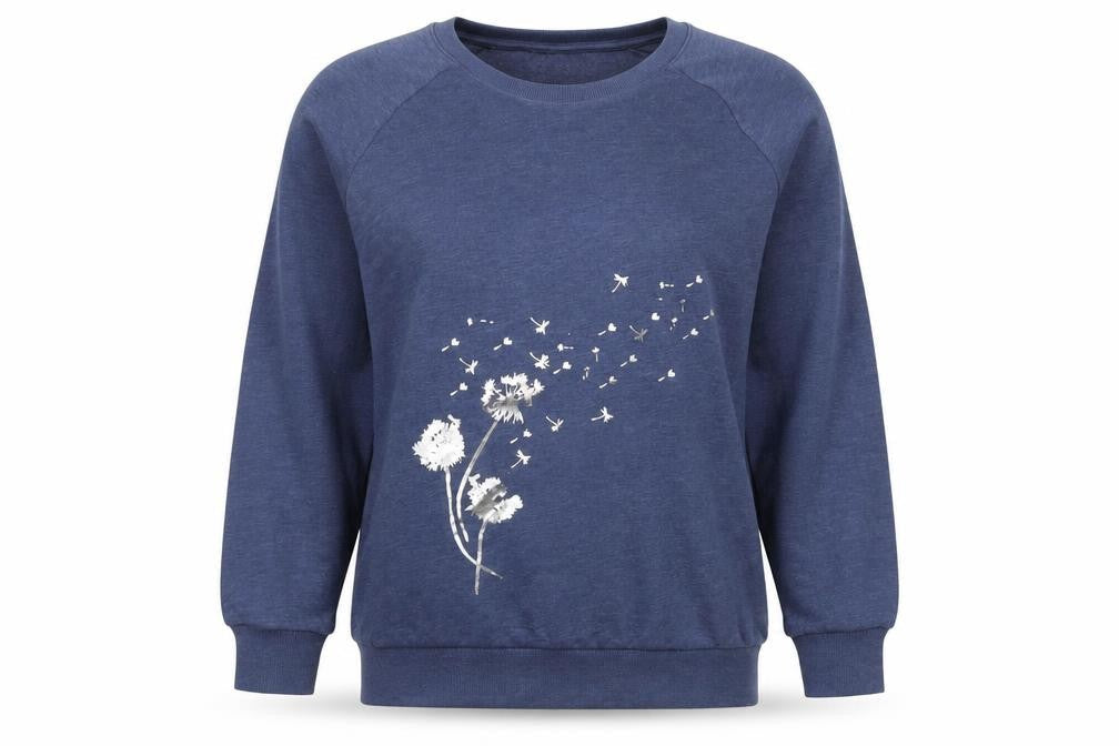 Rainbow Womens Blue Cotton Pullover Sweatshirt Size M Pullover - Flowers