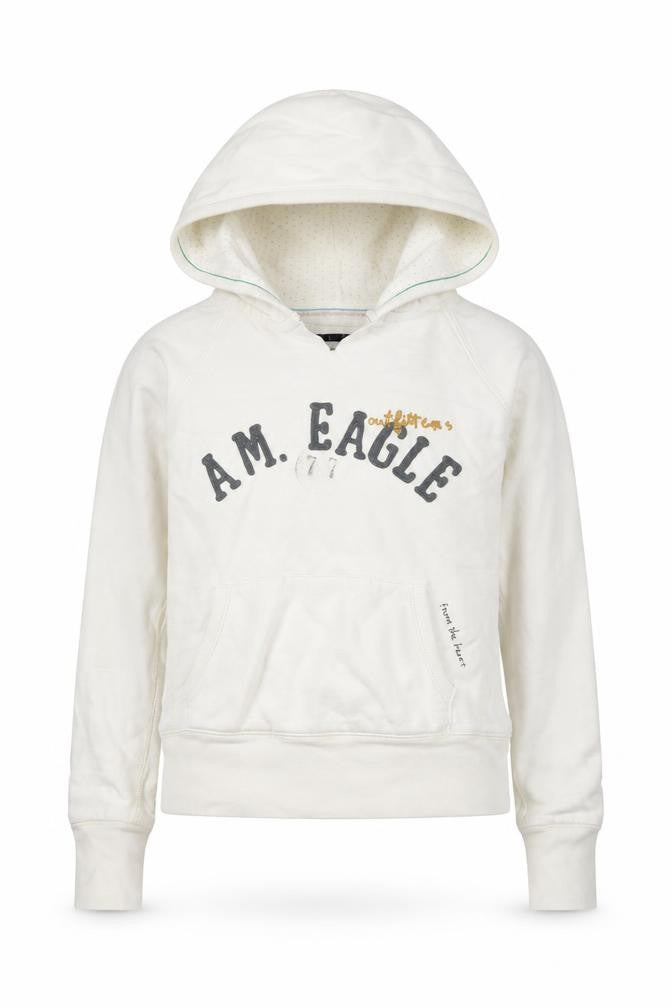 American Eagle Outfitters Womens White Cotton Pullover Hoodie Size XS Pullover - Logo