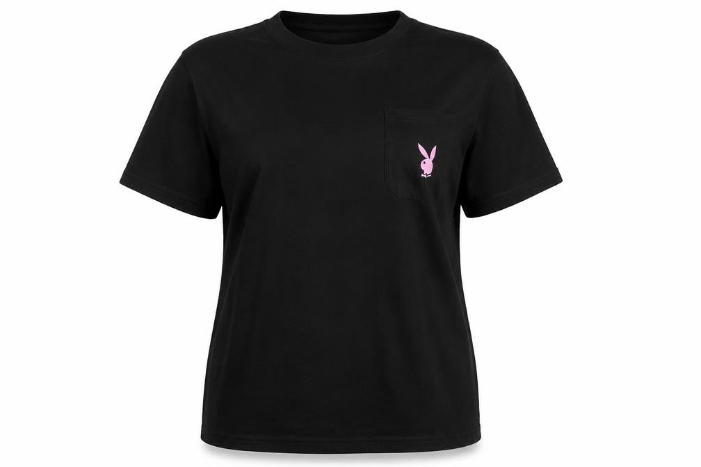 Playboy Womens Black Polyester Tunic T-Shirt Size 6 Round Neck - Logo