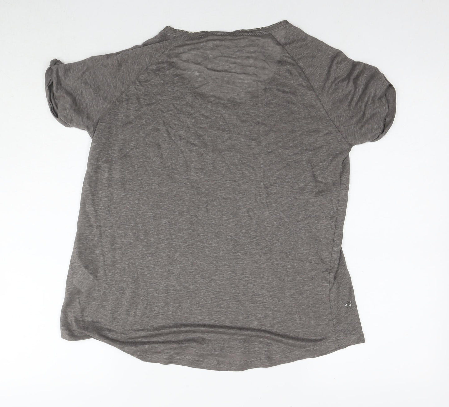 Gerard Darel Womens Brown Linen Basic T-Shirt Size S Round Neck - Embellishment Detail Stars