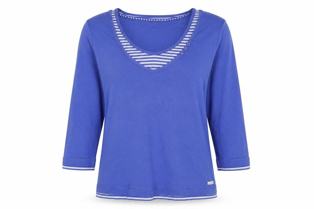 Maine Womens Blue Cotton Basic T-Shirt Size 12 Round Neck
