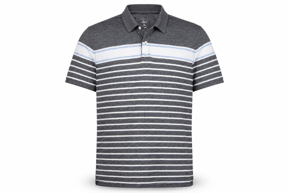 Bass Mens Grey Striped Cotton Polo Size 2XL Collared Button