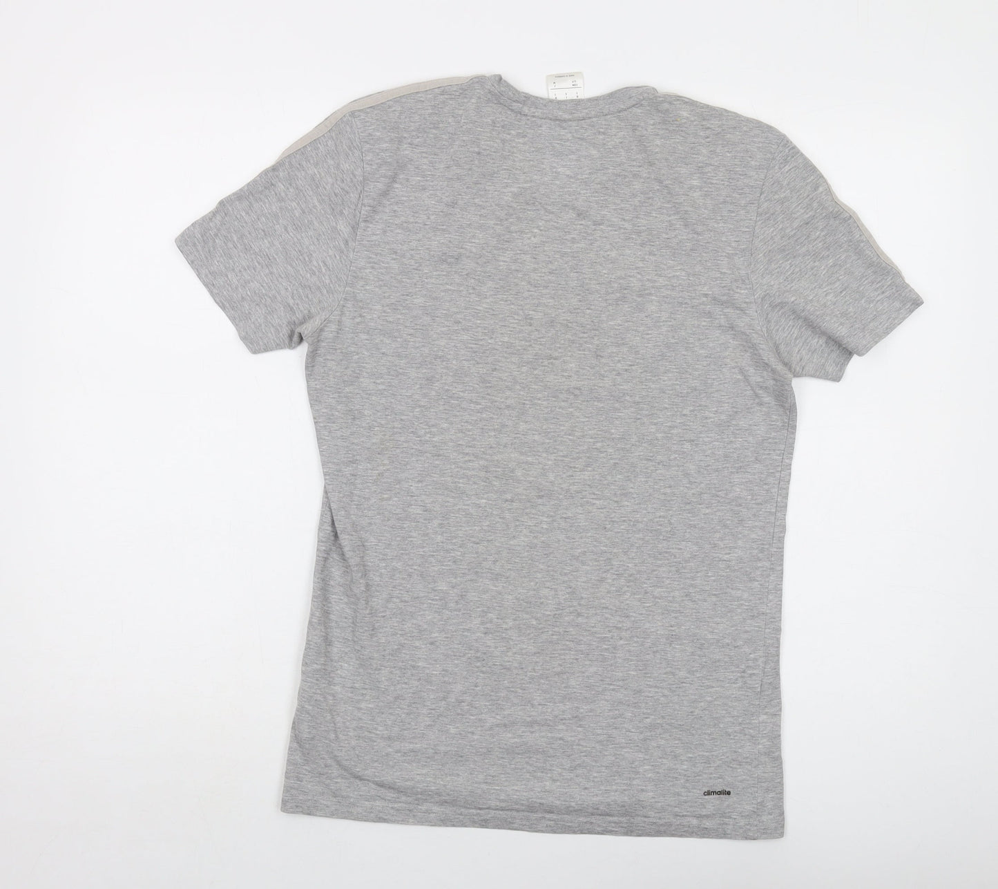 aiadas Mens Grey Cotton T-Shirt Size S Crew Neck