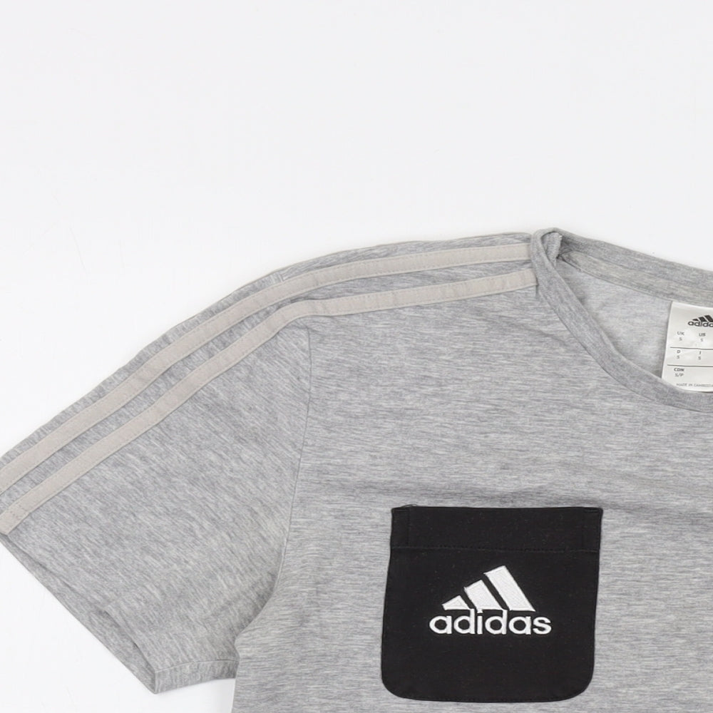 aiadas Mens Grey Cotton T-Shirt Size S Crew Neck