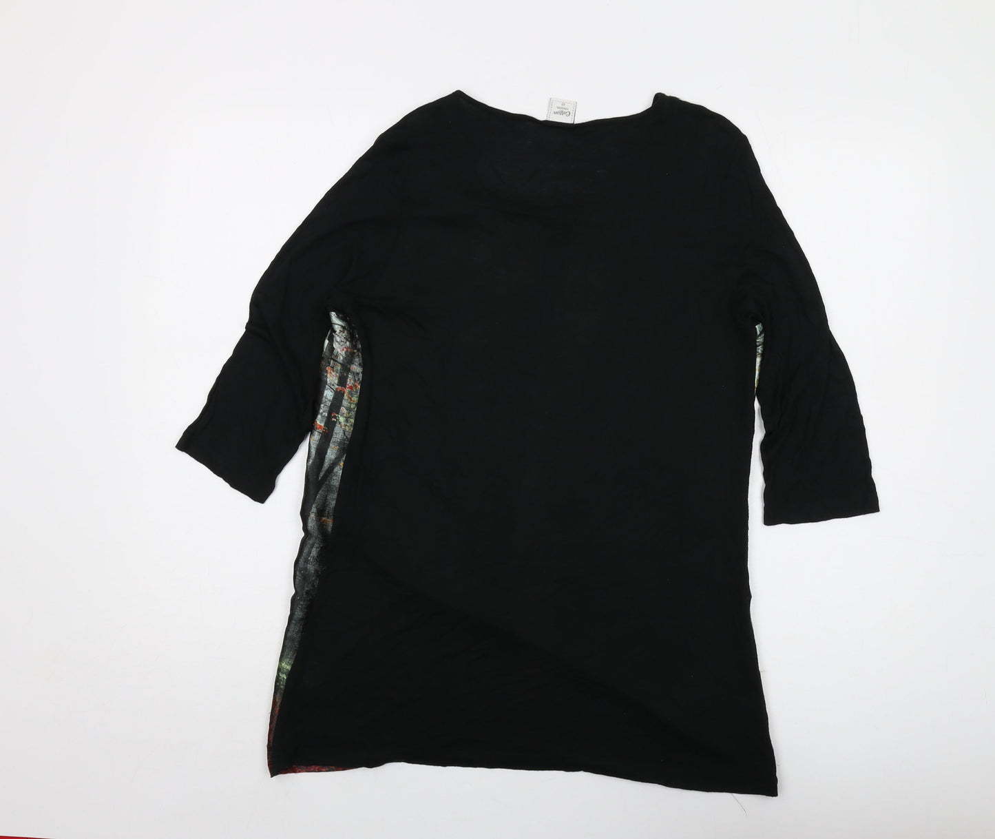 Cotton Traders Womens Black Polyester Basic Blouse Size 12 Round Neck