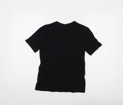 Back view of Space Jam boys’ black cotton basic t-shirt, size 9-10, years crew neck pullover