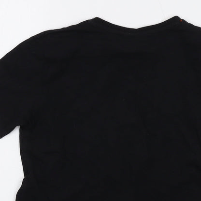 Brand and care label for Space Jam boys’ black cotton basic t-shirt, size 9-10, years crew neck pullover