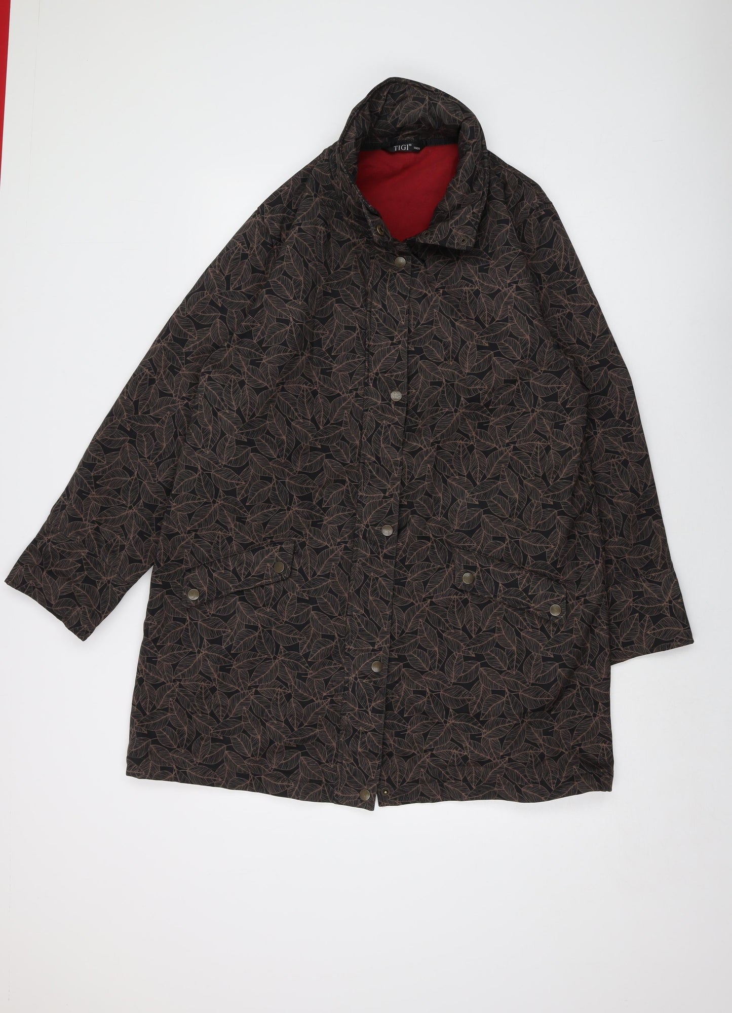 TIGI Womens Brown Geometric Jacket Size 18 Zip