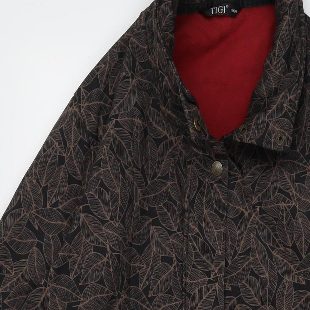 TIGI Womens Brown Geometric Jacket Size 18 Zip