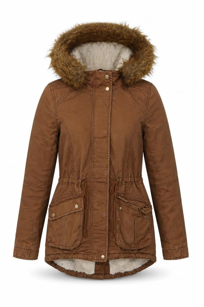 H&M Womens Brown Parka Jacket Size 8 Zip