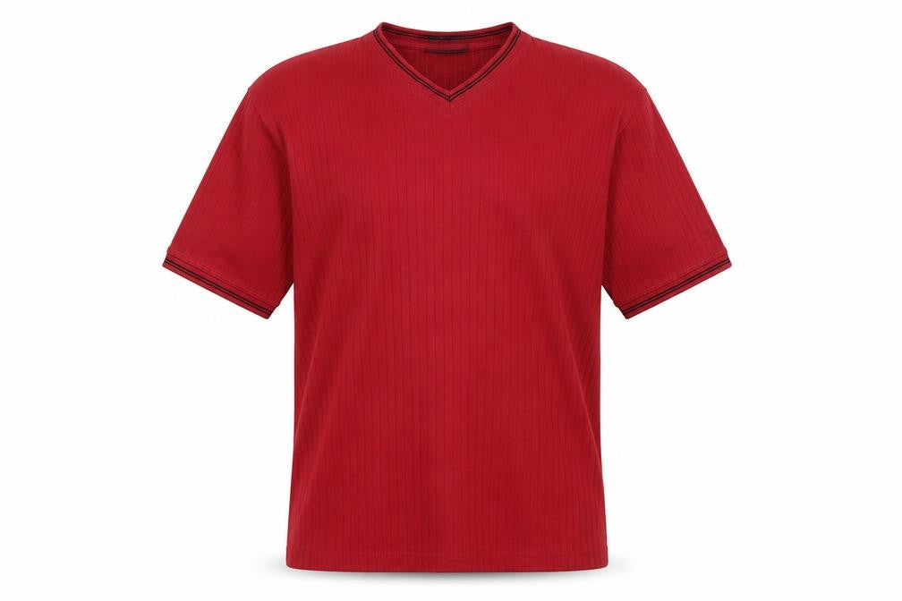 Next Mens Red Cotton T-Shirt Size M V-Neck