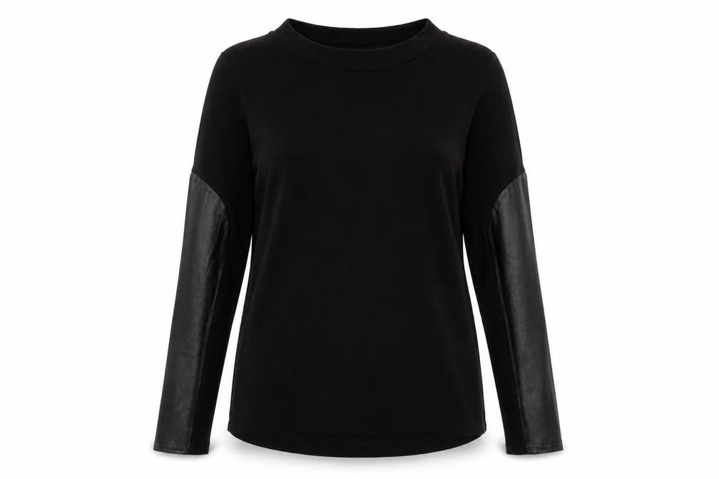 Boohoo Womens Black Polyester Basic T-Shirt Size 8 Crew Neck