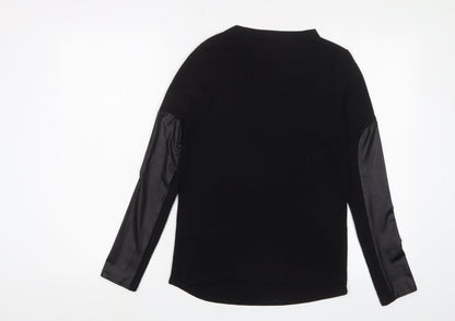 Boohoo Womens Black Polyester Basic T-Shirt Size 8 Crew Neck