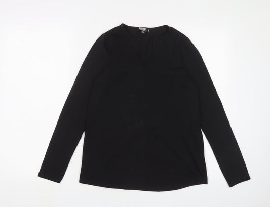 Missguided Womens Black Cotton Basic T-Shirt Size 10 V-Neck