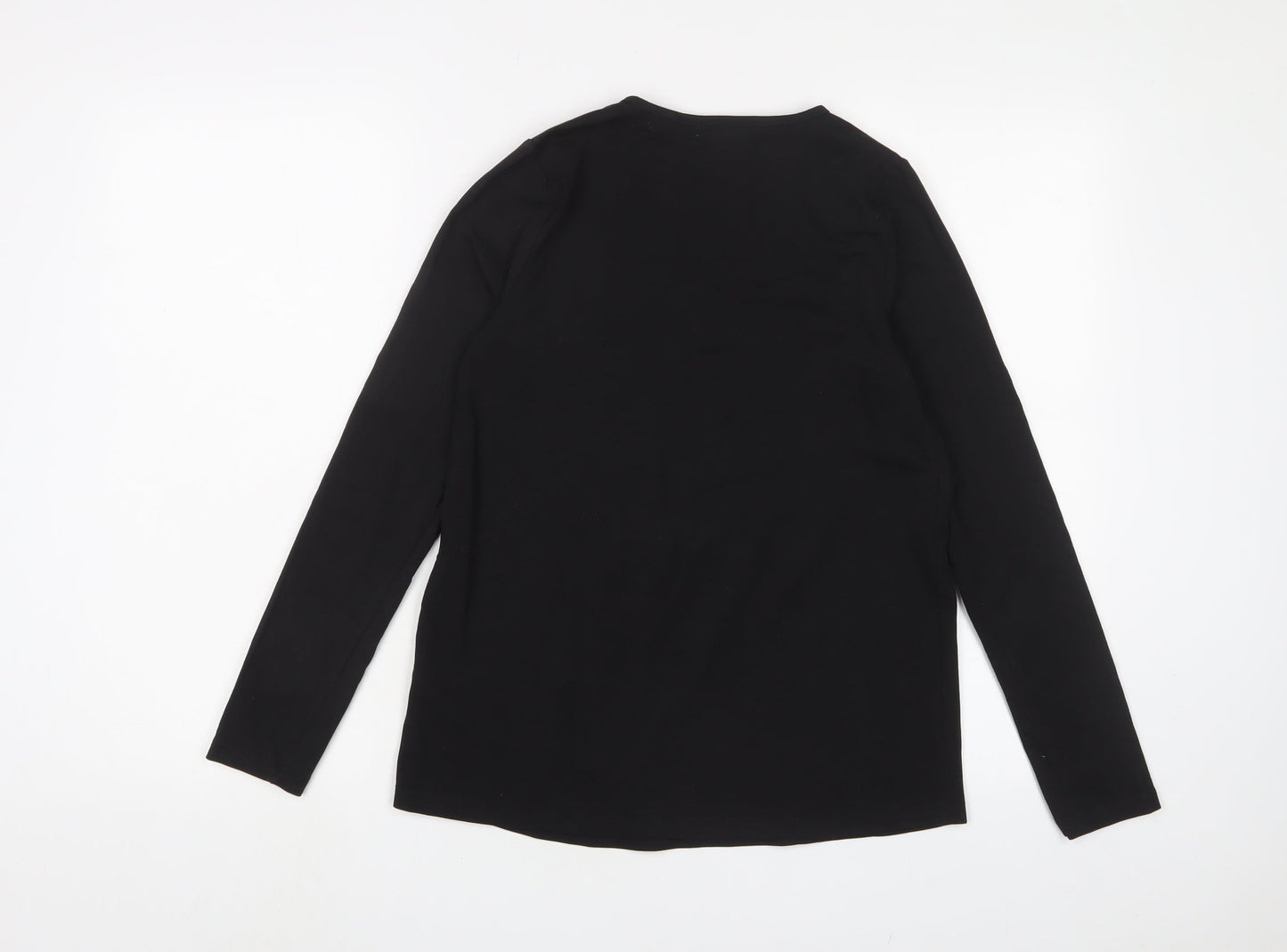 Missguided Womens Black Cotton Basic T-Shirt Size 10 V-Neck