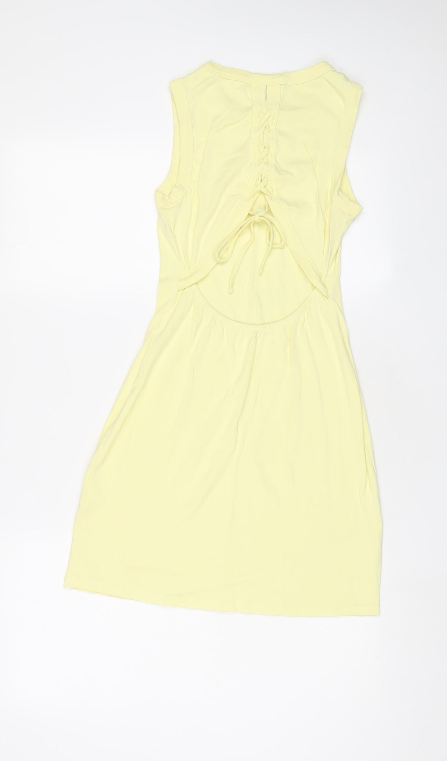 River Island Womens Yellow Cotton Bodycon Size 8 Crew Neck Pullover