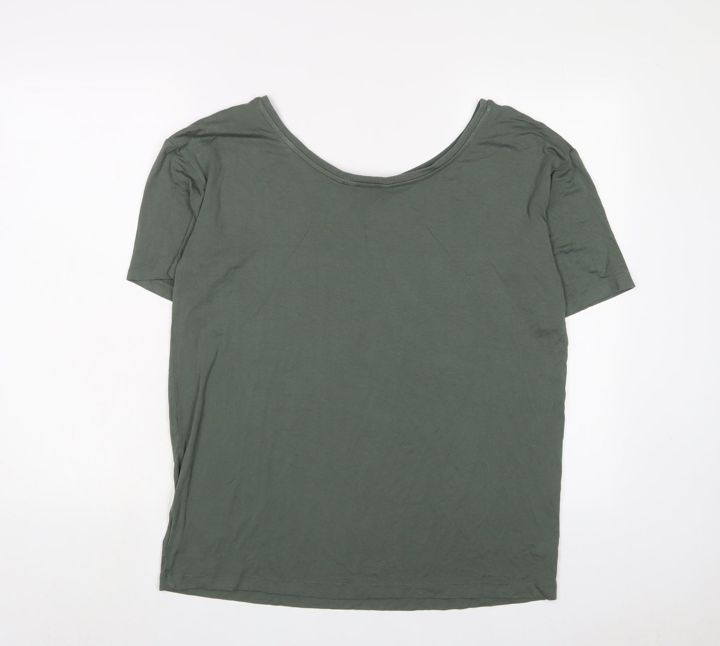 NEXT Womens Green Viscose Basic T-Shirt Size 10 Scoop Neck - Studded
