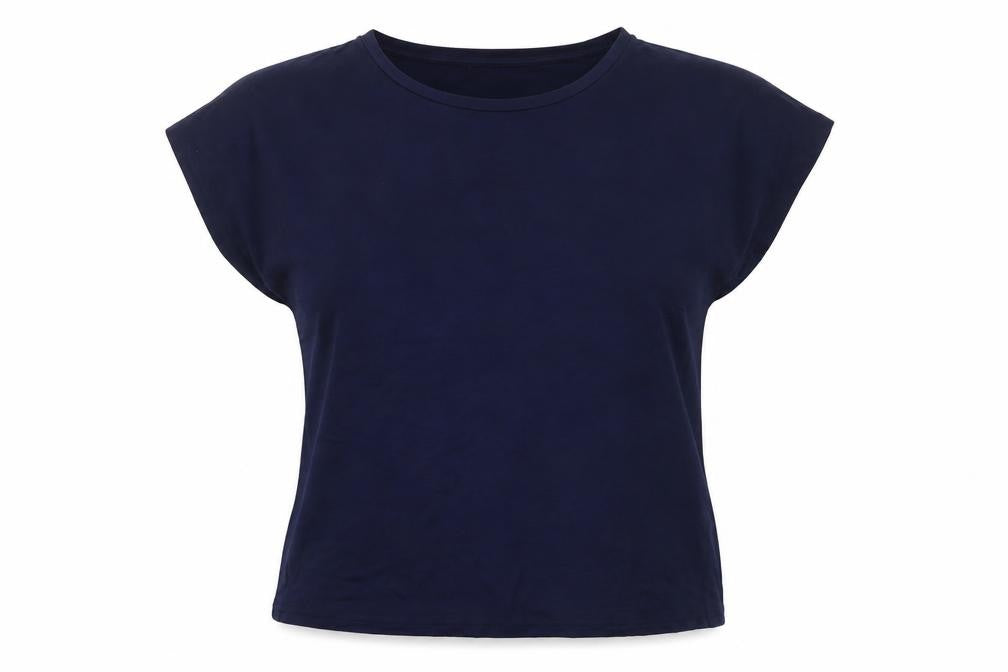 Studio Womens Blue Viscose Basic T-Shirt Size 12 Crew Neck