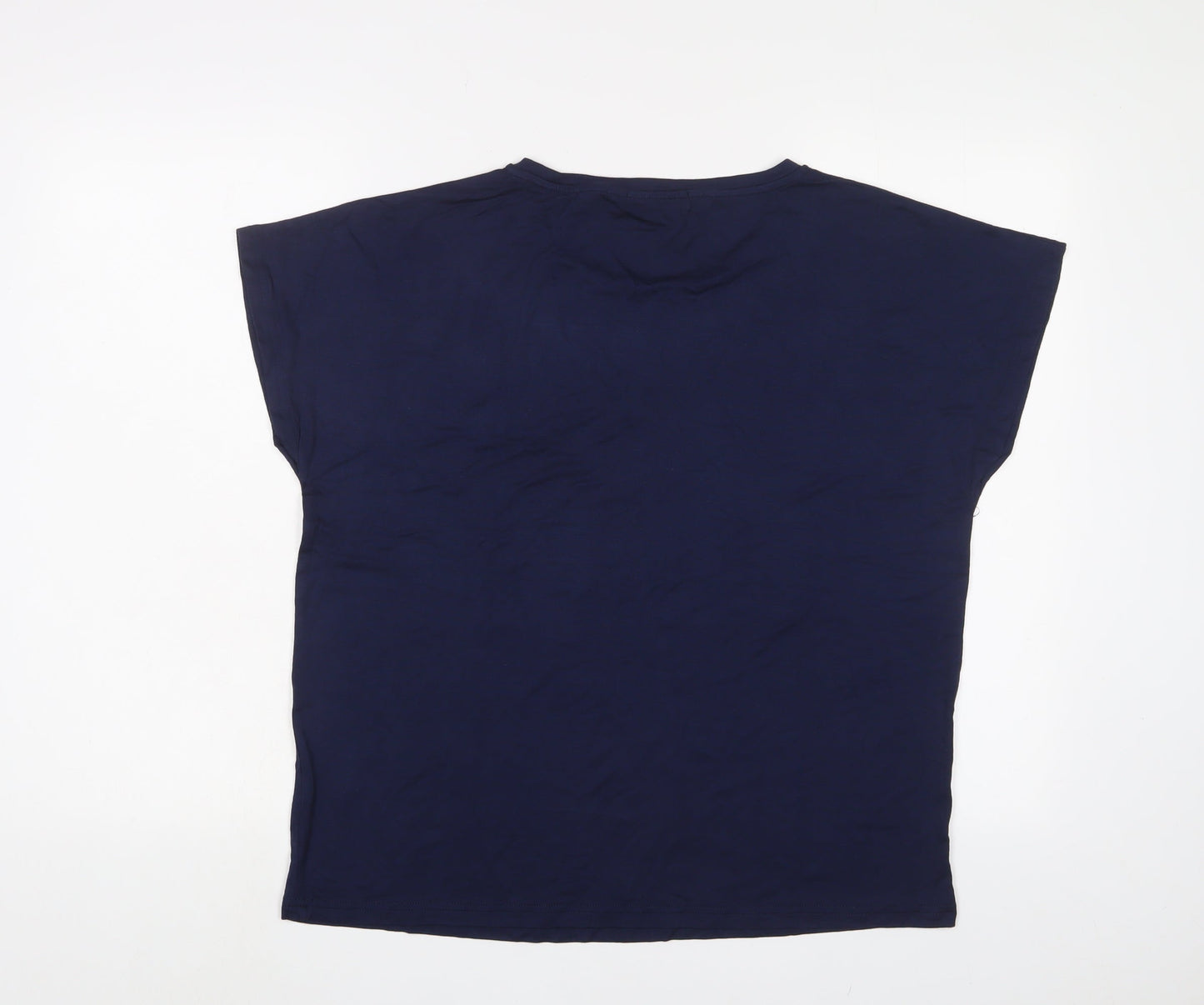 Studio Womens Blue Viscose Basic T-Shirt Size 12 Crew Neck