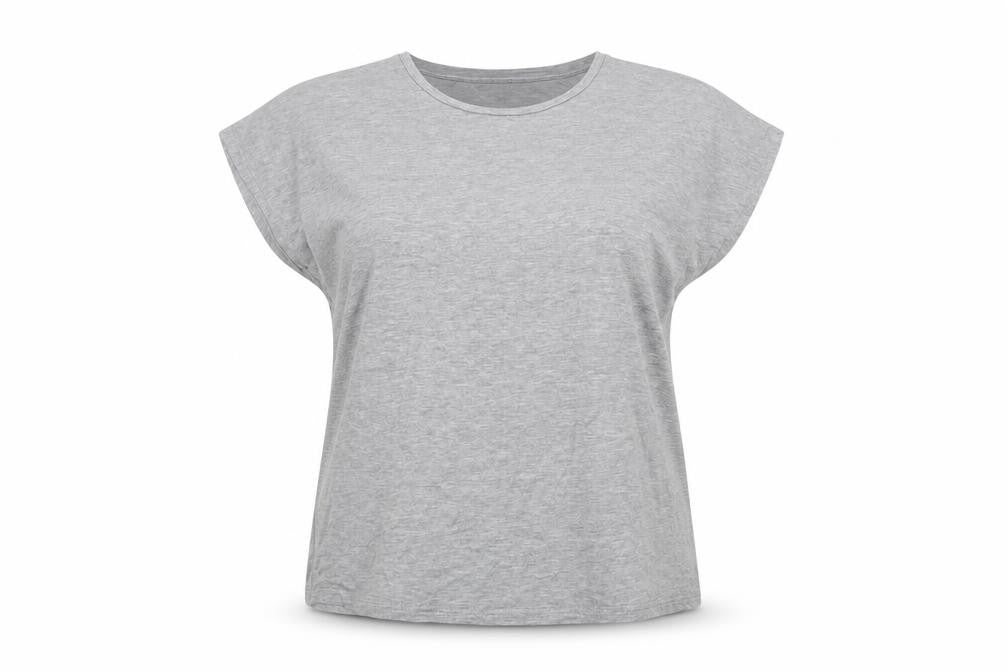 Studio Womens Grey Viscose Basic T-Shirt Size 12 Crew Neck