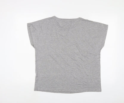 Studio Womens Grey Viscose Basic T-Shirt Size 12 Crew Neck