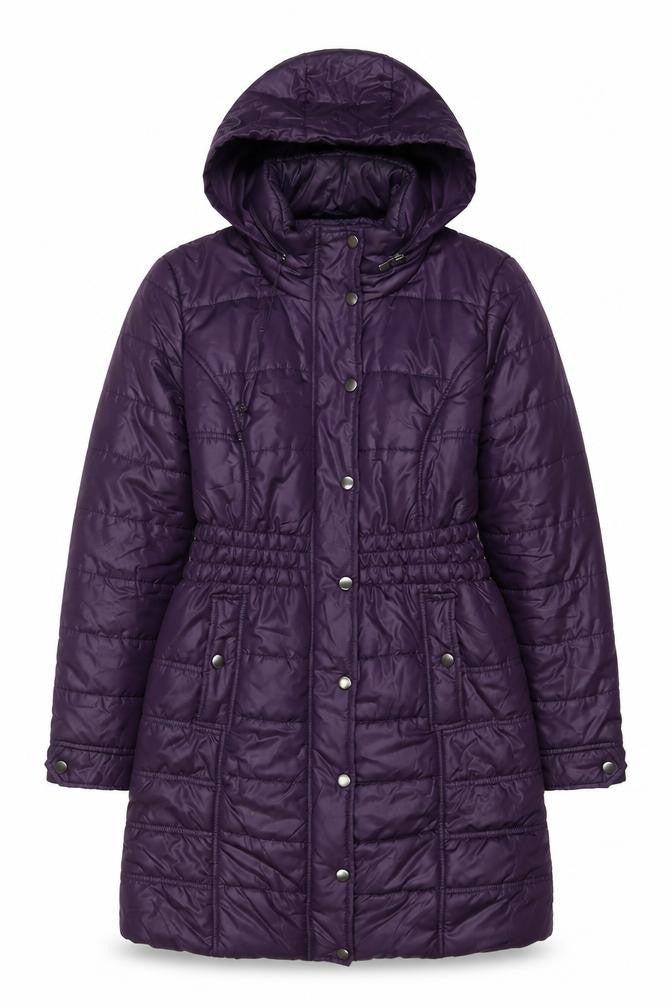 M&Co Womens Purple Quilted Coat Size 10 Zip