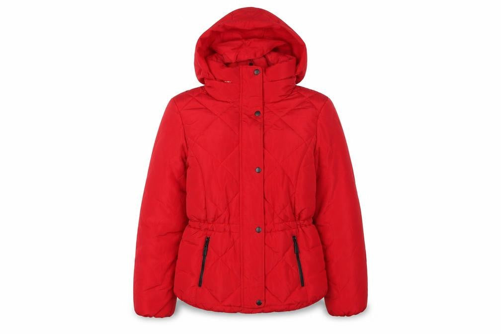 Marks & Spencer Womens Red Quilted Coat Size 10 Zip