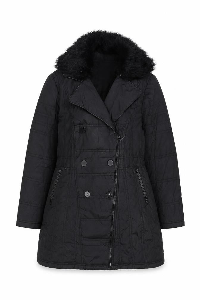 Klass Womens Black Quilted Jacket Size L Zip