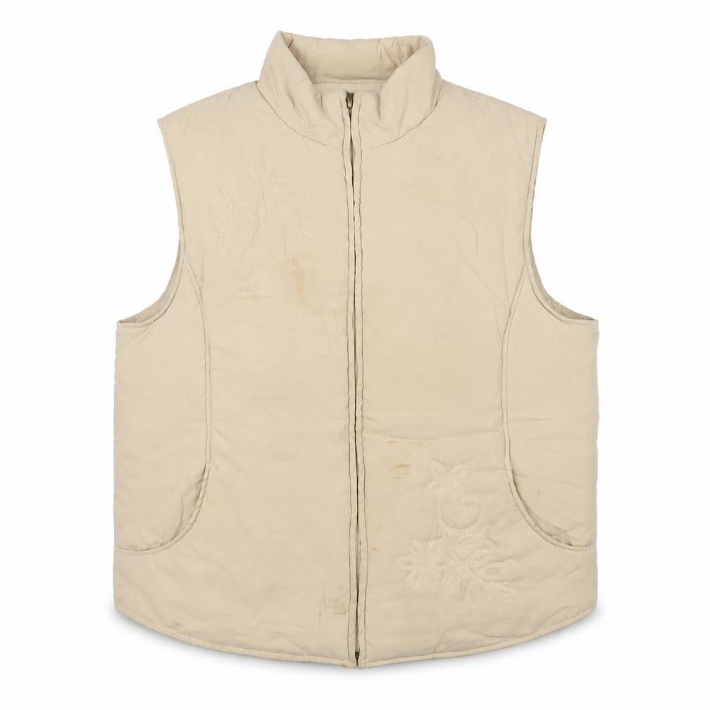 EWM Womens Beige Gilet Jacket Size L Zip - Embroidered