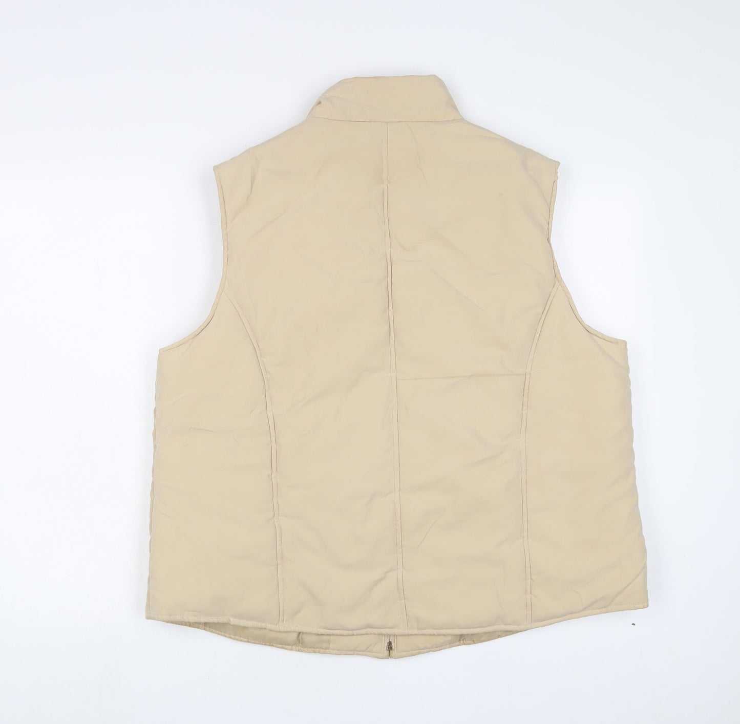 EWM Womens Beige Gilet Jacket Size L Zip - Embroidered