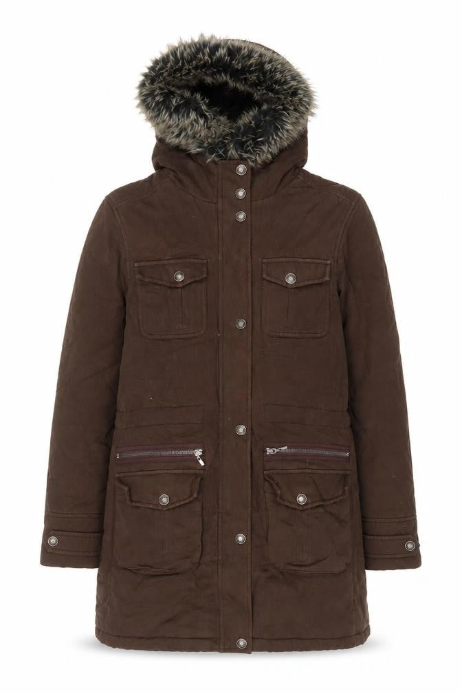 Maine Womens Brown Parka Coat Size 12 Zip