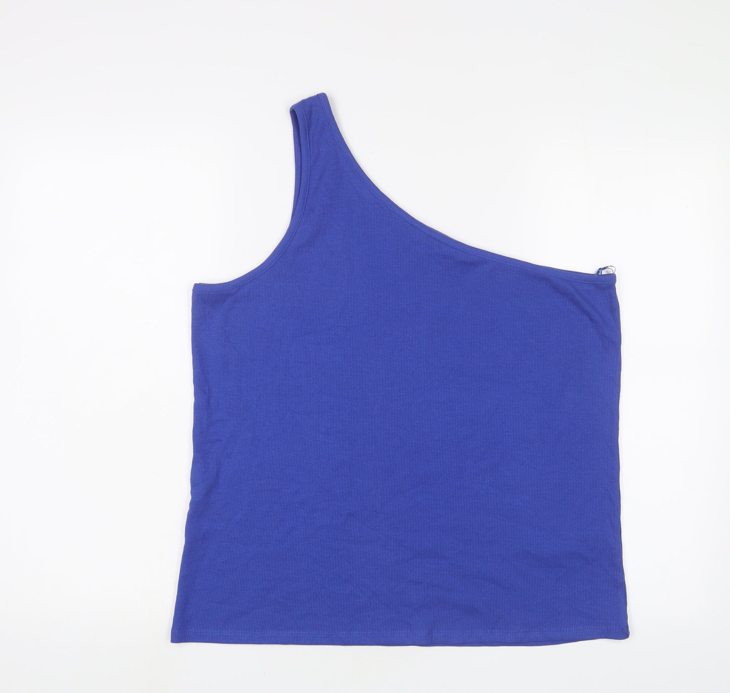 Marks and Spencer Womens Blue Cotton Basic Tank Size 22 One Shoulder