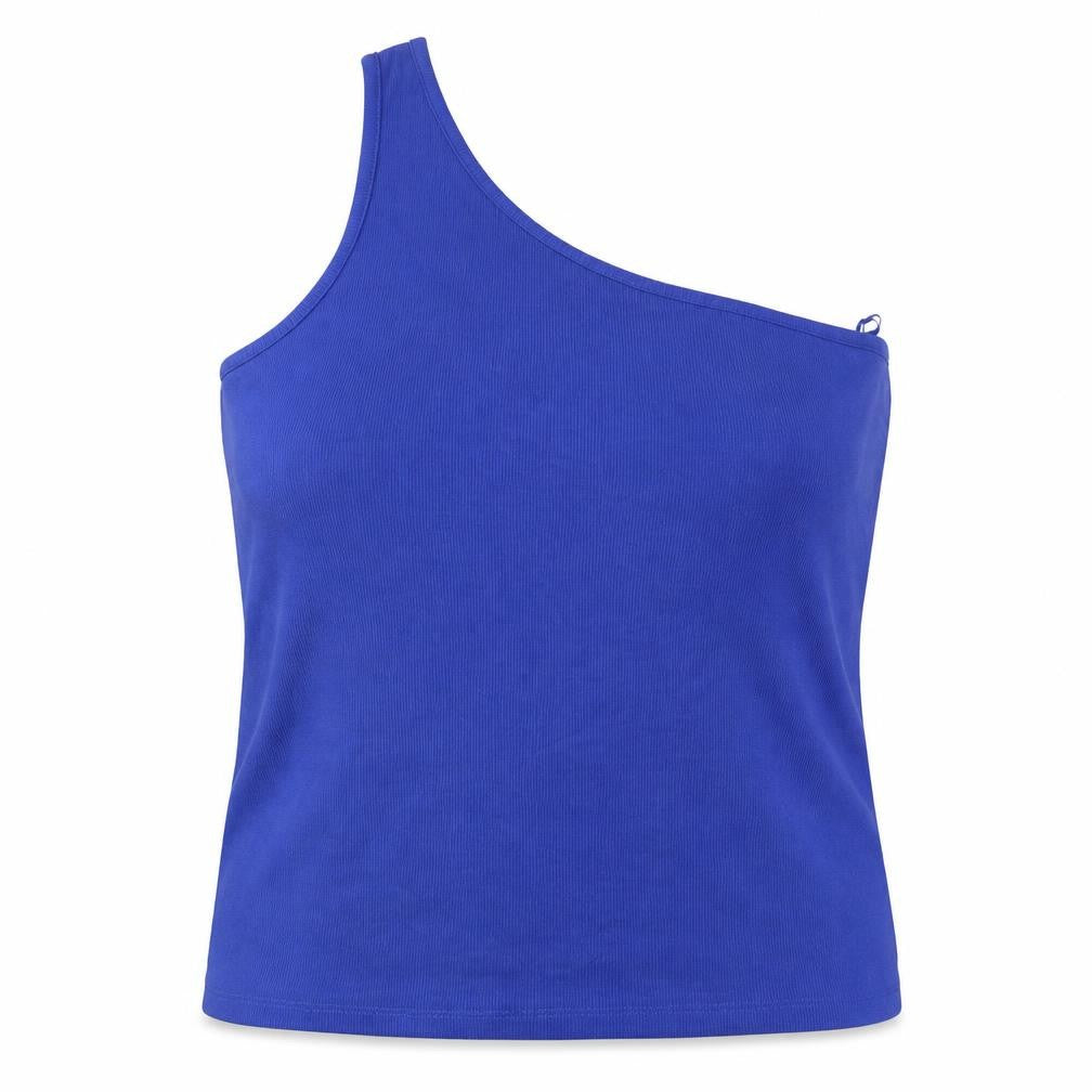 Marks & Spencer Womens Blue Cotton Basic Tank Size 22 One Shoulder
