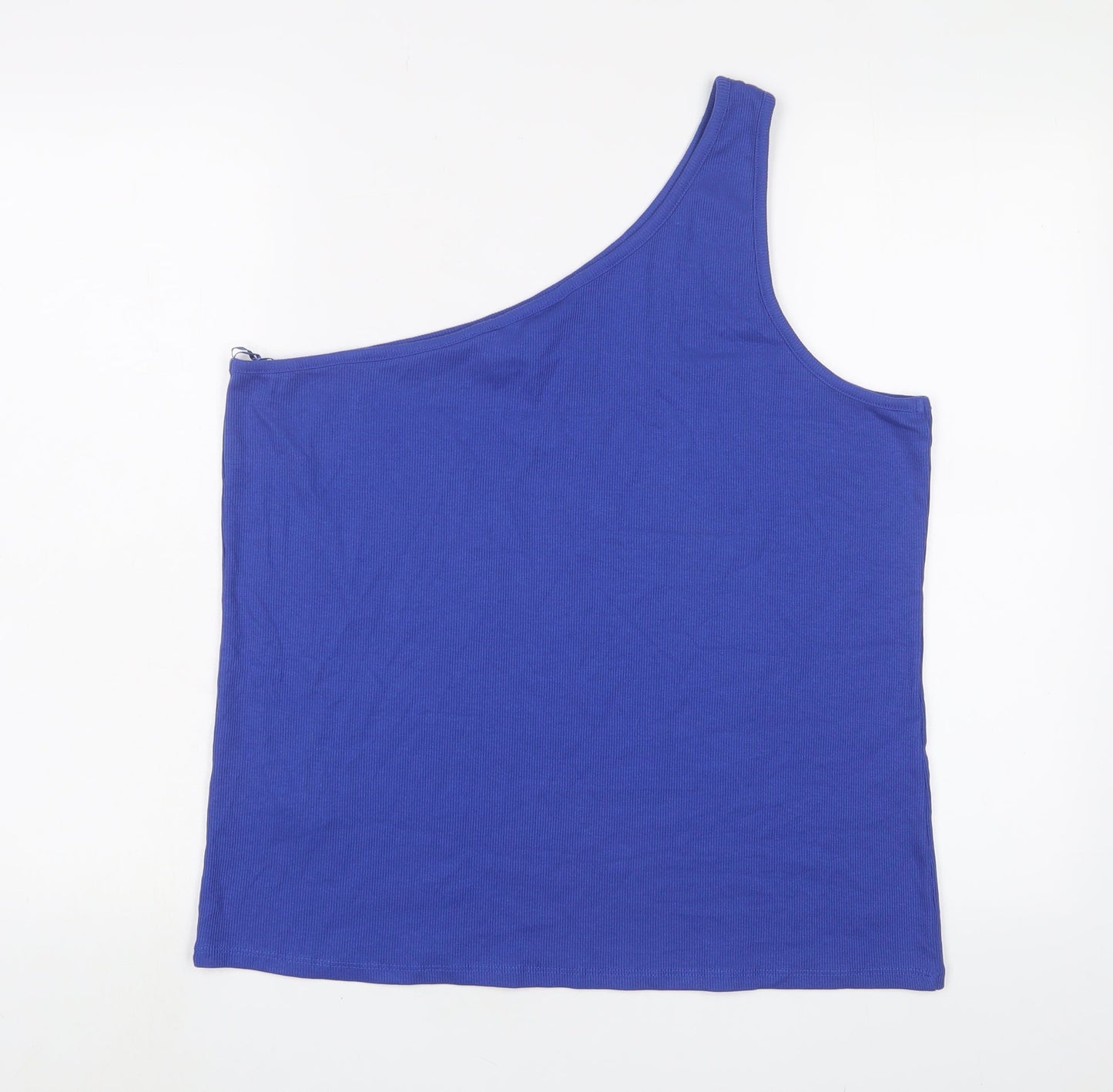 Marks and Spencer Womens Blue Cotton Basic Tank Size 22 One Shoulder