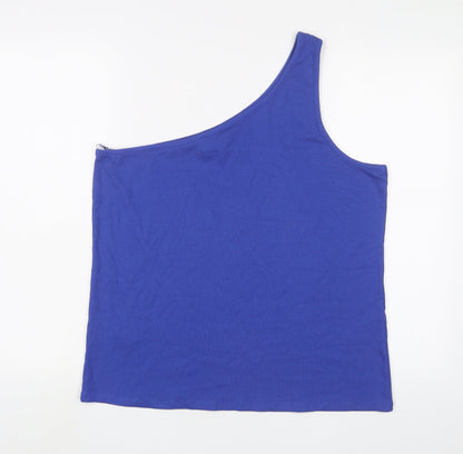 Marks & Spencer Womens Blue Cotton Basic Tank Size 22 One Shoulder