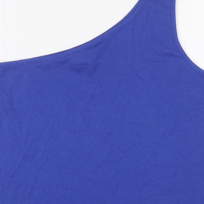 Marks & Spencer Womens Blue Cotton Basic Tank Size 22 One Shoulder