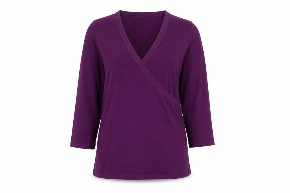 Zara Womens Purple Cotton Basic T-Shirt Size L V-Neck