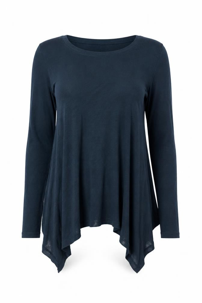 Women's Blue Long Sleeve Basic T-Shirt, Size S