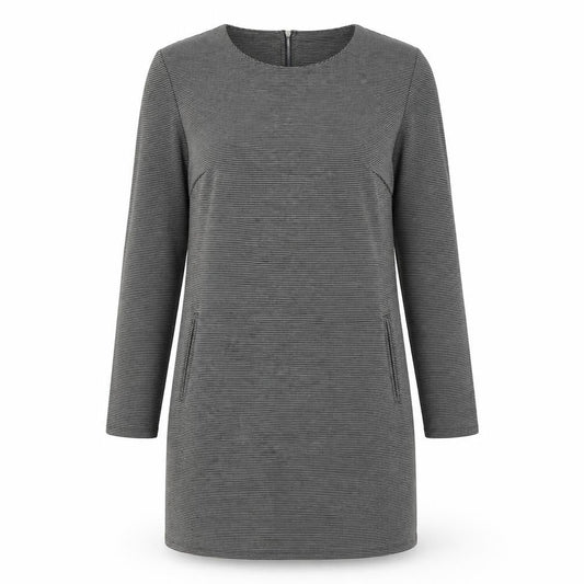 Kaliko Women's Grey Striped Shift Dress Medium