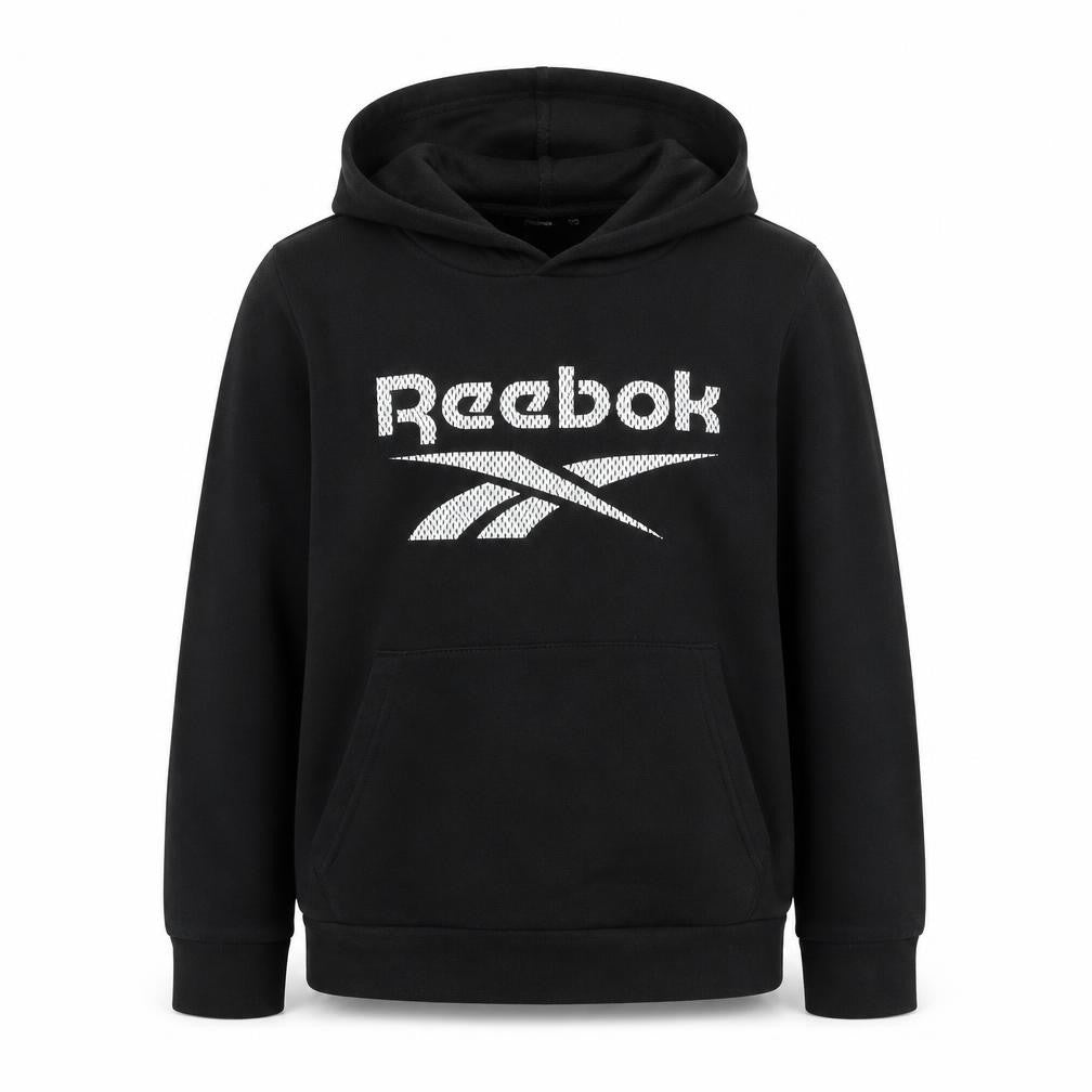 Reebok` Boys Black Polyester Pullover Hoodie Size 9-10 Years - Logo- Reebok