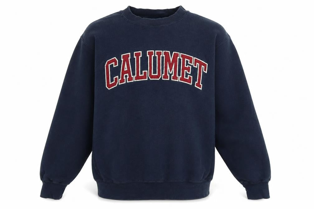 calumet Mens Blue Cotton Pullover Sweatshirt Size M - Logo- CALUMET