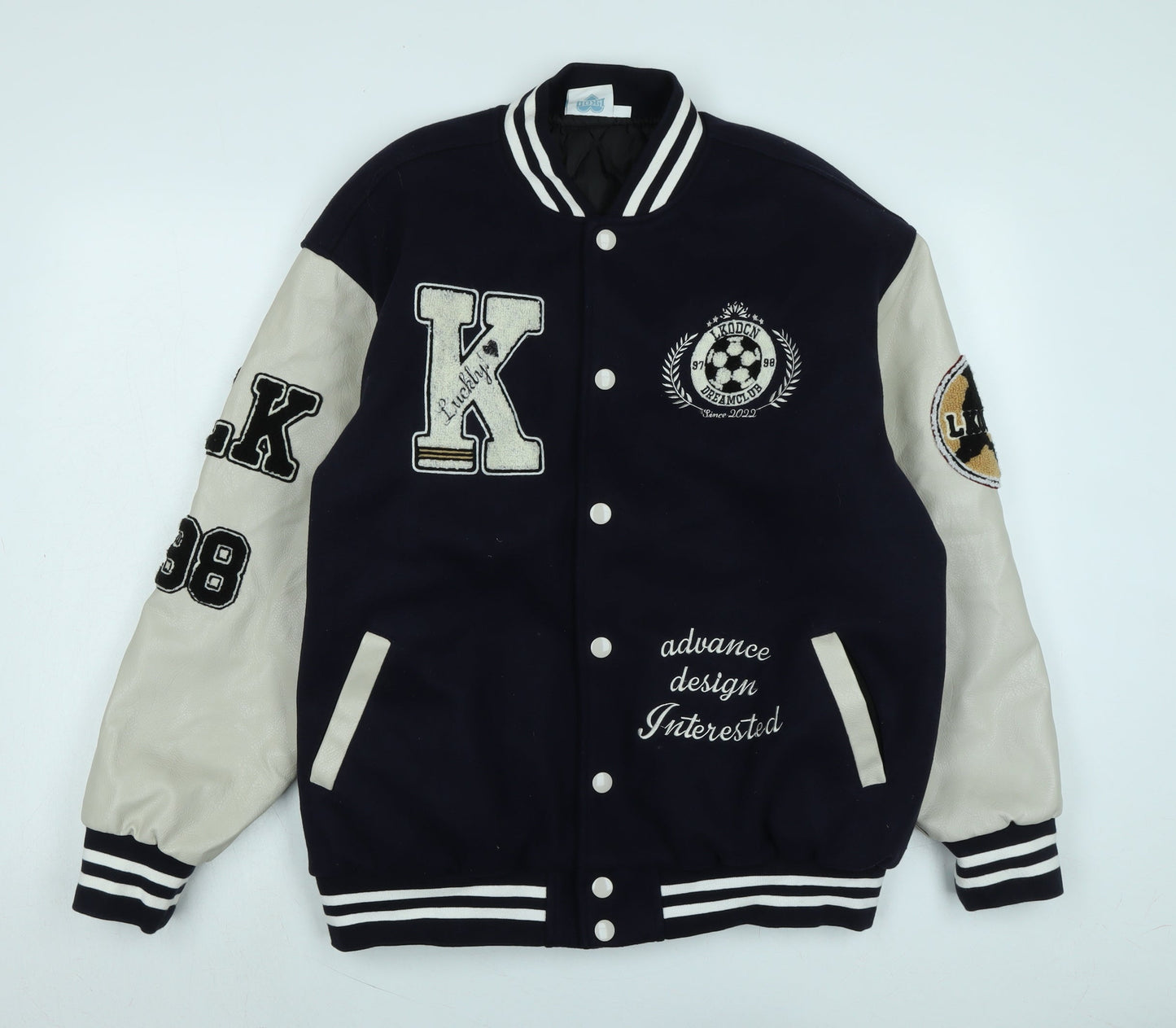 LKOD Mens Blue Bomber Jacket Jacket Size M Snap - Logo - LKODCN Dreamclub