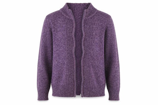 EWM Womens Purple Mock Neck Cotton Cardigan Jumper Size L - Logo